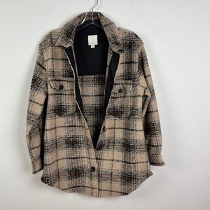 Joie | Wool Blend Brown Beige Hoho Style Plaid Shacket Size Small